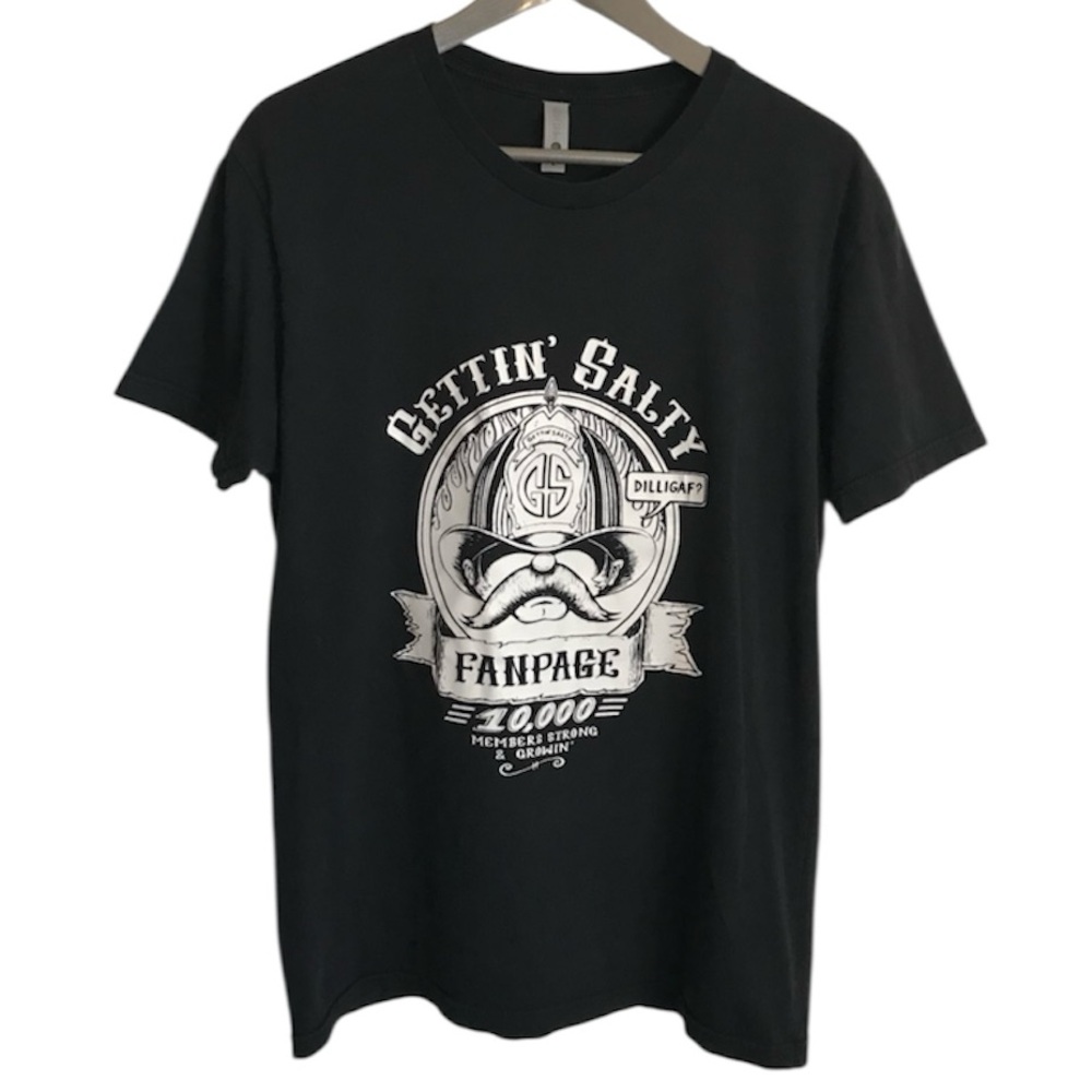 FDNY Black Graphic "Gettin' Salty" Firefighter 10,000 Fans Page Tee size M GUC